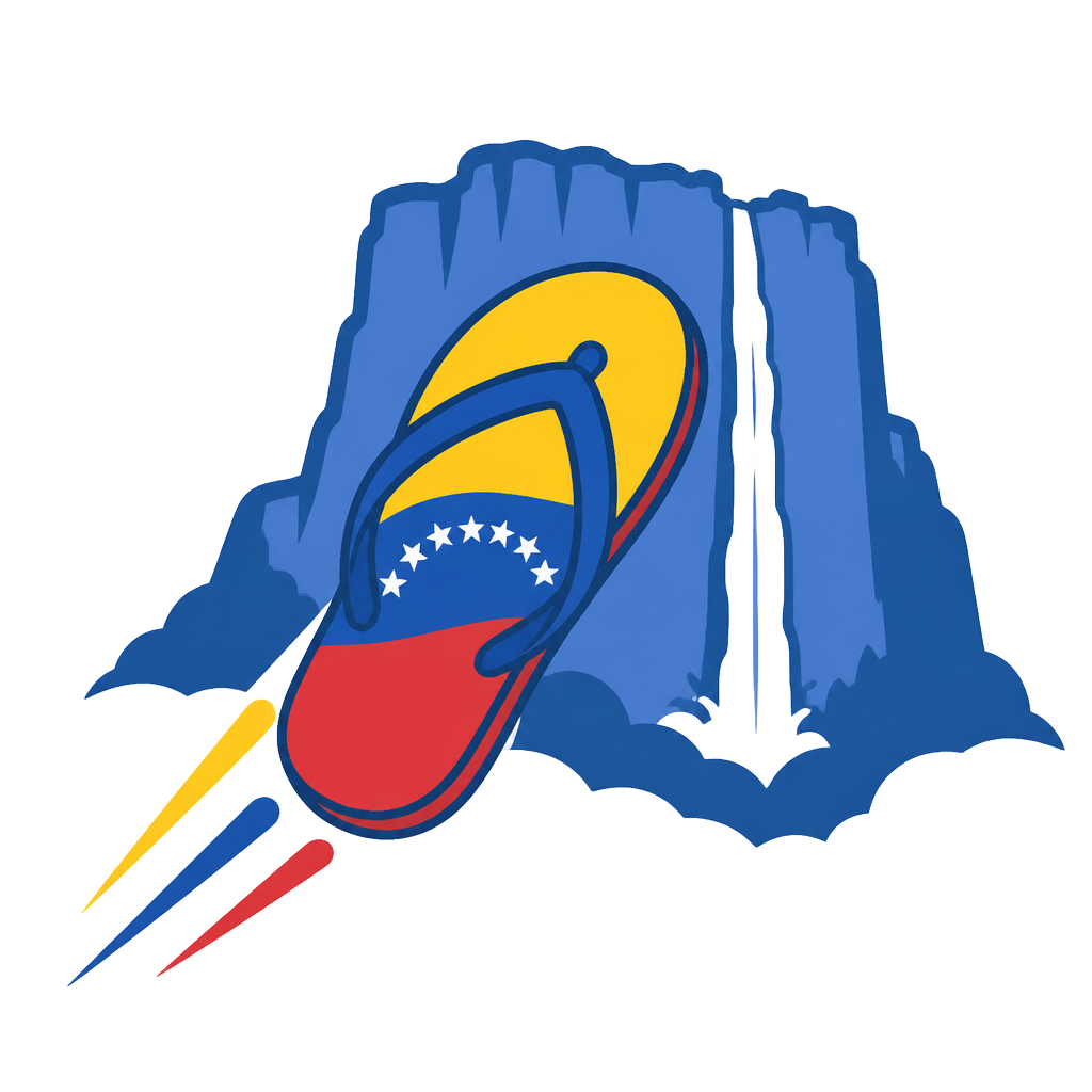 Logo de DALE Chamo: chola voladora frente al Salto Ángel